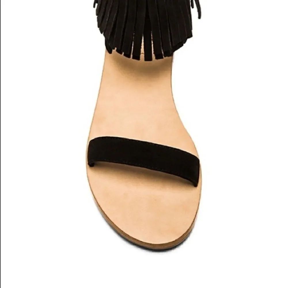 KATE SPADE ALEX SANDALS BLACK FRINGE - Picture 9 of 10